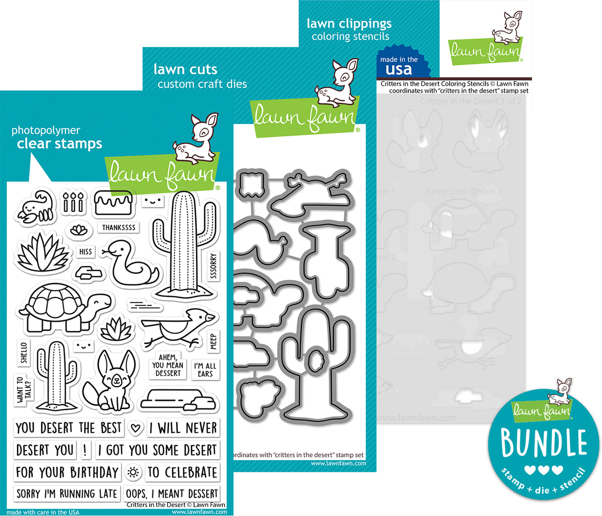 critters in the desert (stamp+die+coloring stencil bundle )