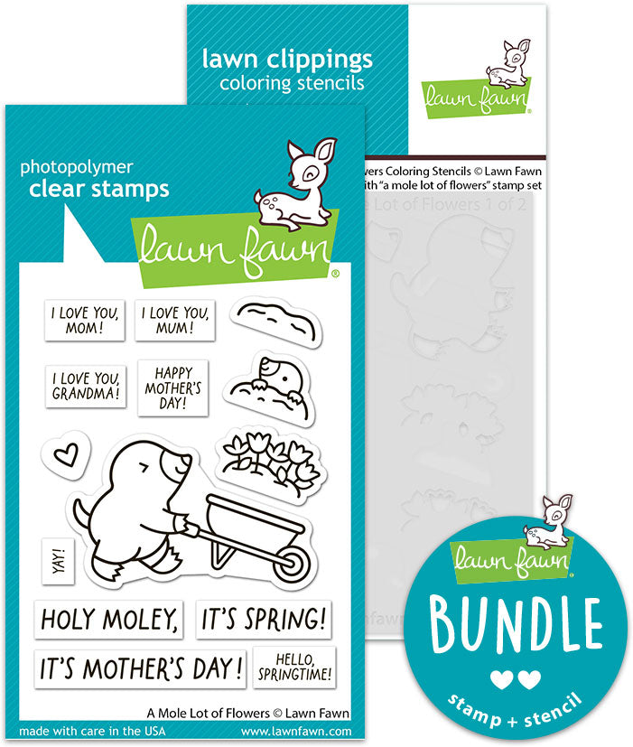 a mole lot of flowers (stamp+coloring stencil bundle)