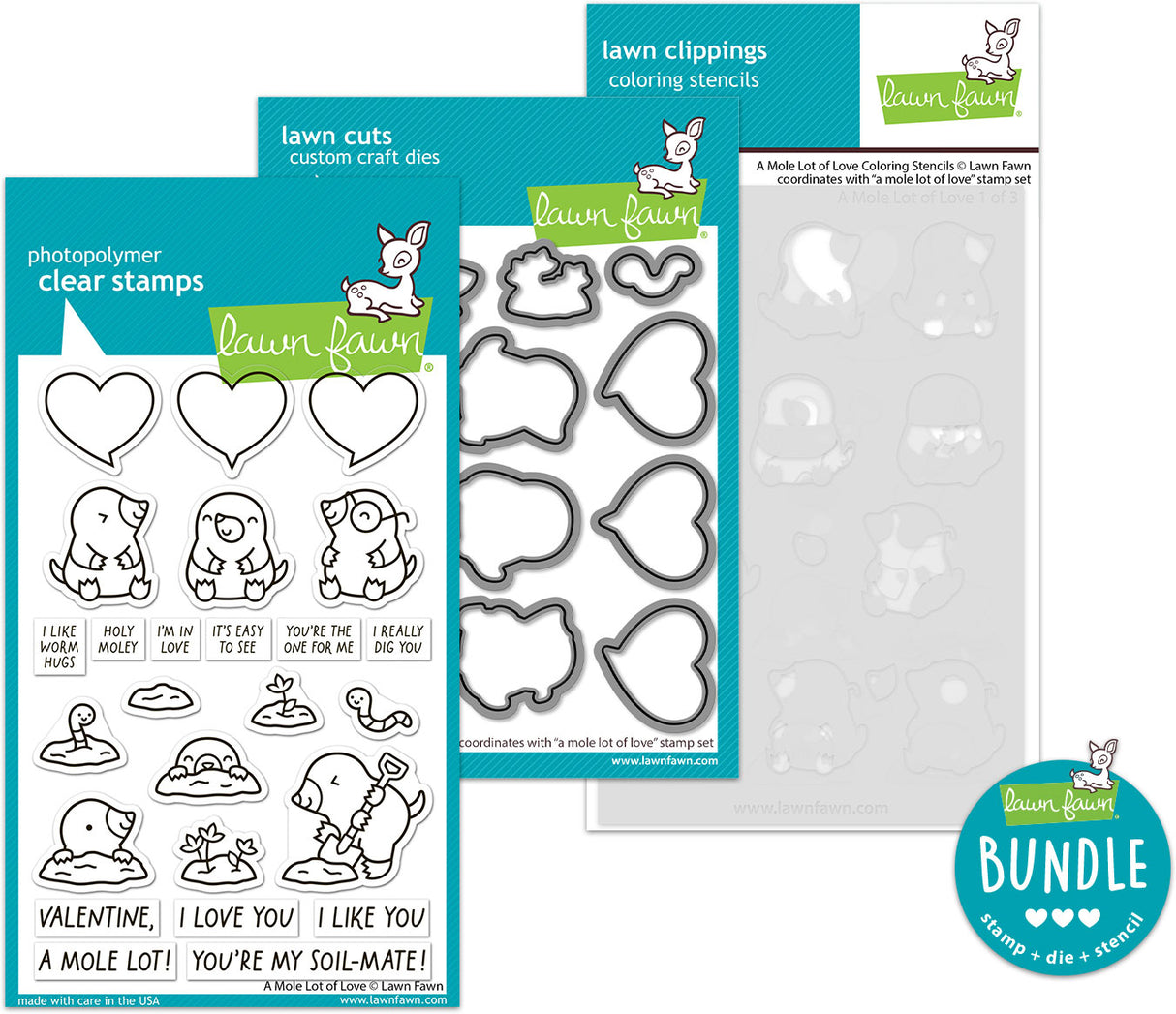 a mole lot of love (stamp+die+coloring stencil bundle)