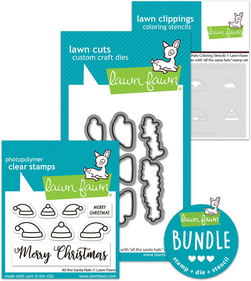 all the santa hats (stamp+die+coloring stencil bundle)