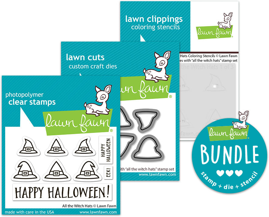all the witch hats (stamp+die+coloring stencil bundle)