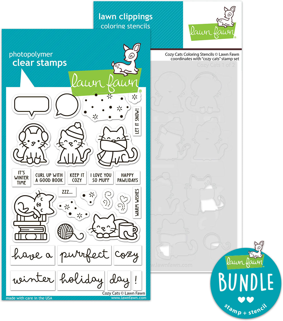 cozy cats (stamp+coloring stencil bundle)