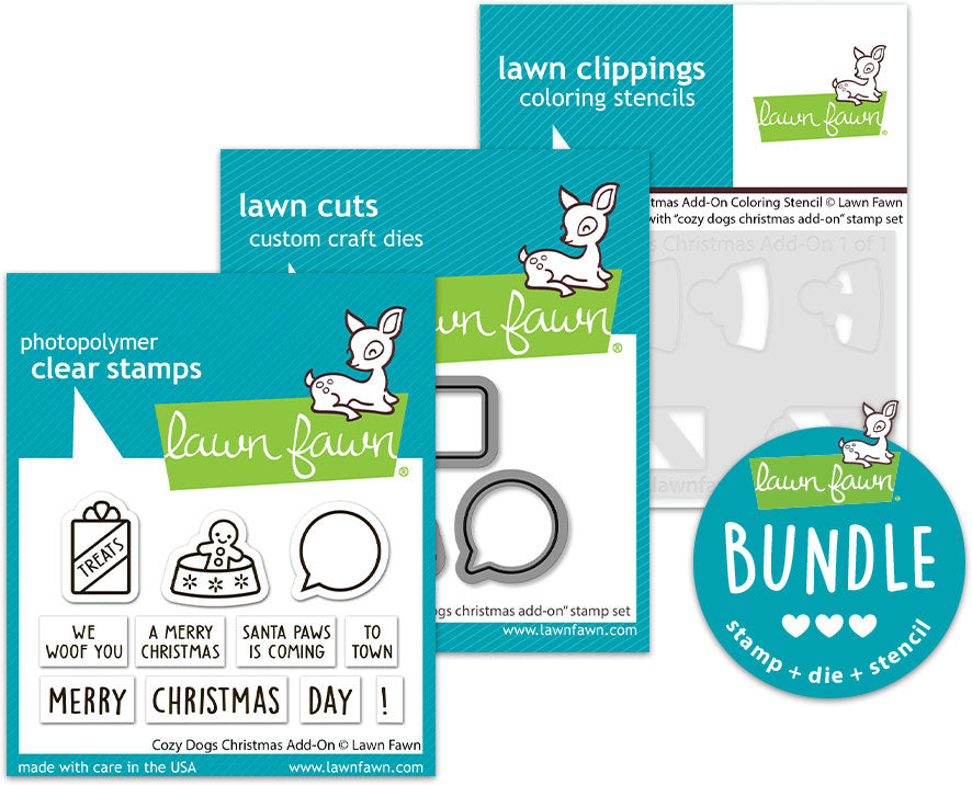 cozy dogs christmas add-on (stamp+die+coloring stencil bundle)