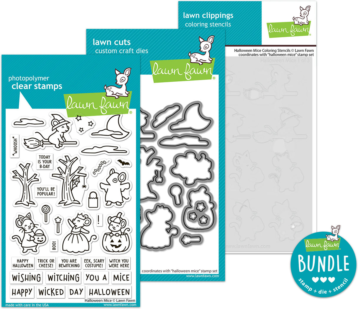 halloween mice (stamp+die+coloring stencil bundle)