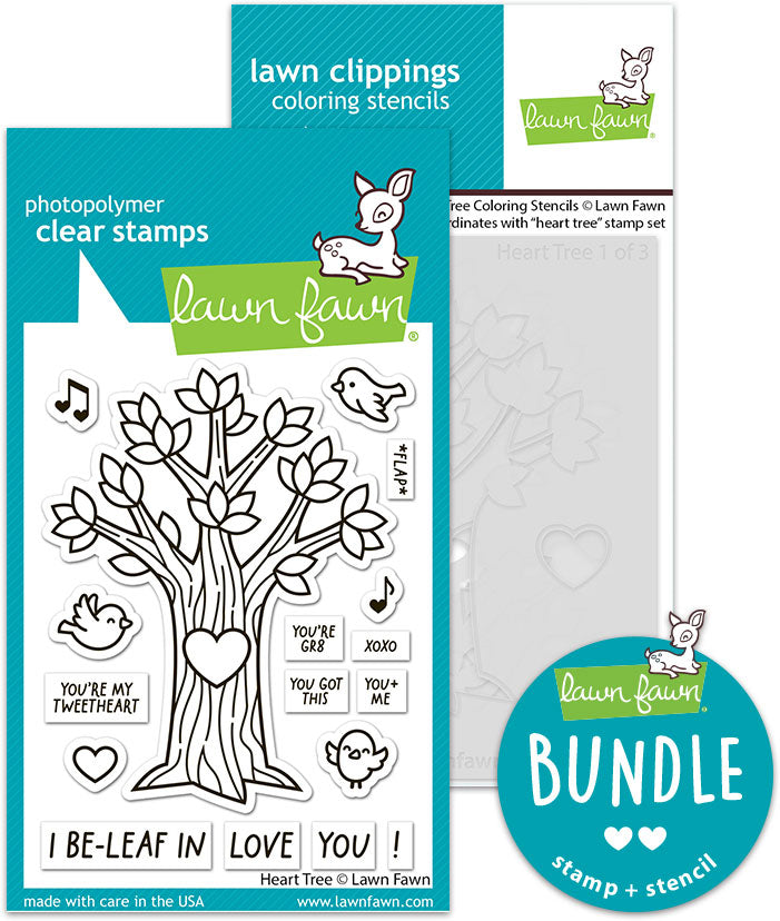 heart tree (stamp+coloring stencil bundle)