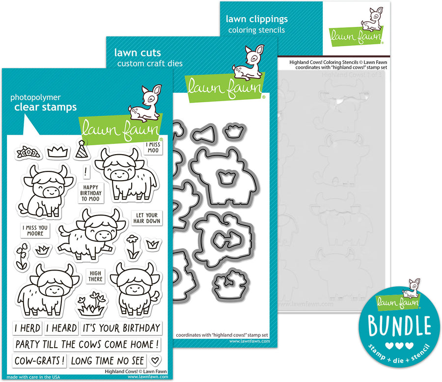 highland cows! (stamp+die+coloring stencil bundle) – Lawn Fawn