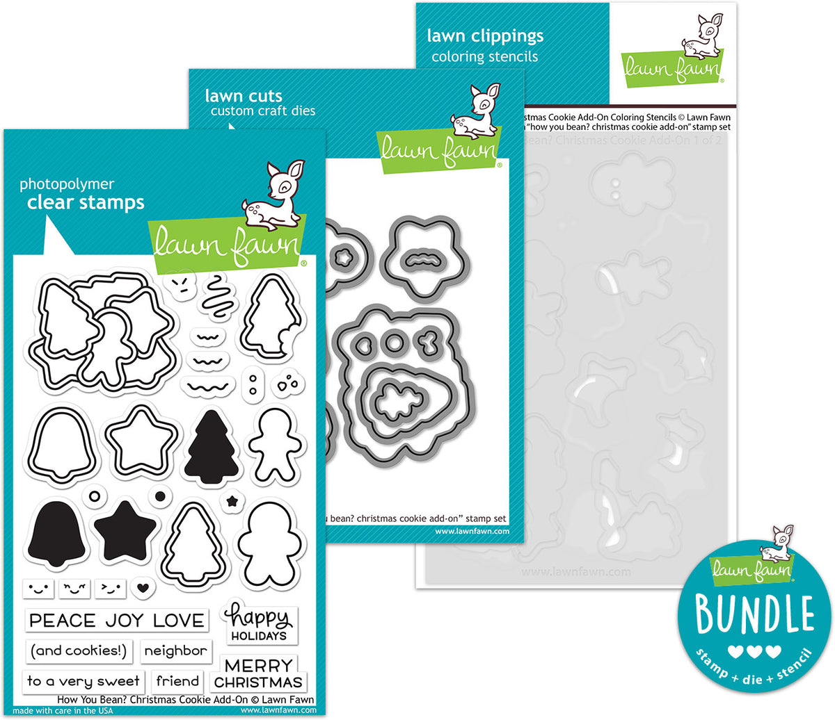 how you bean? christmas cookie add-on (stamp+die+coloring stencil bundle)