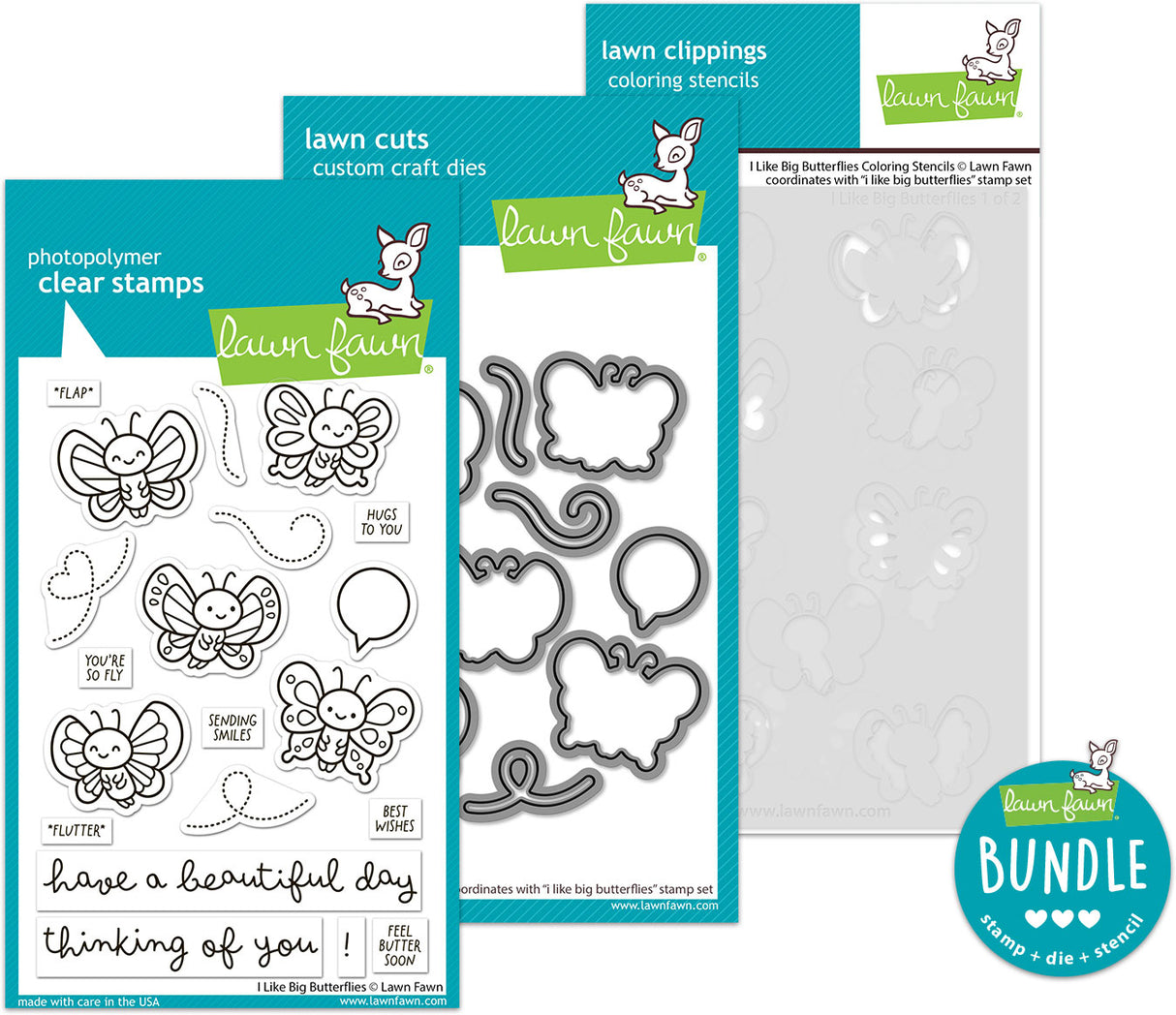 i like big butterflies (stamp+die+coloring stencil bundle)