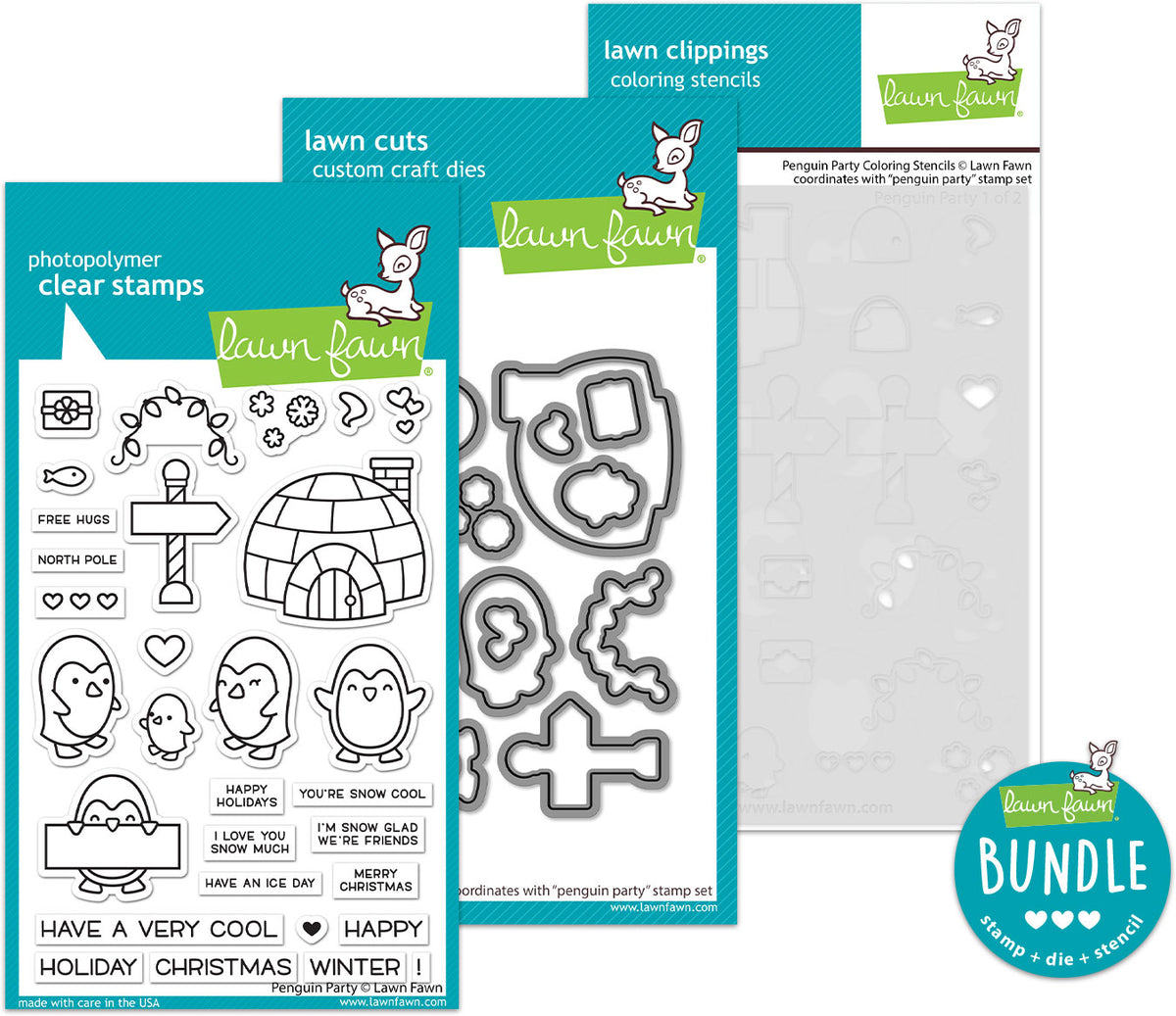 penguin party (stamp+die+coloring stencil bundle)