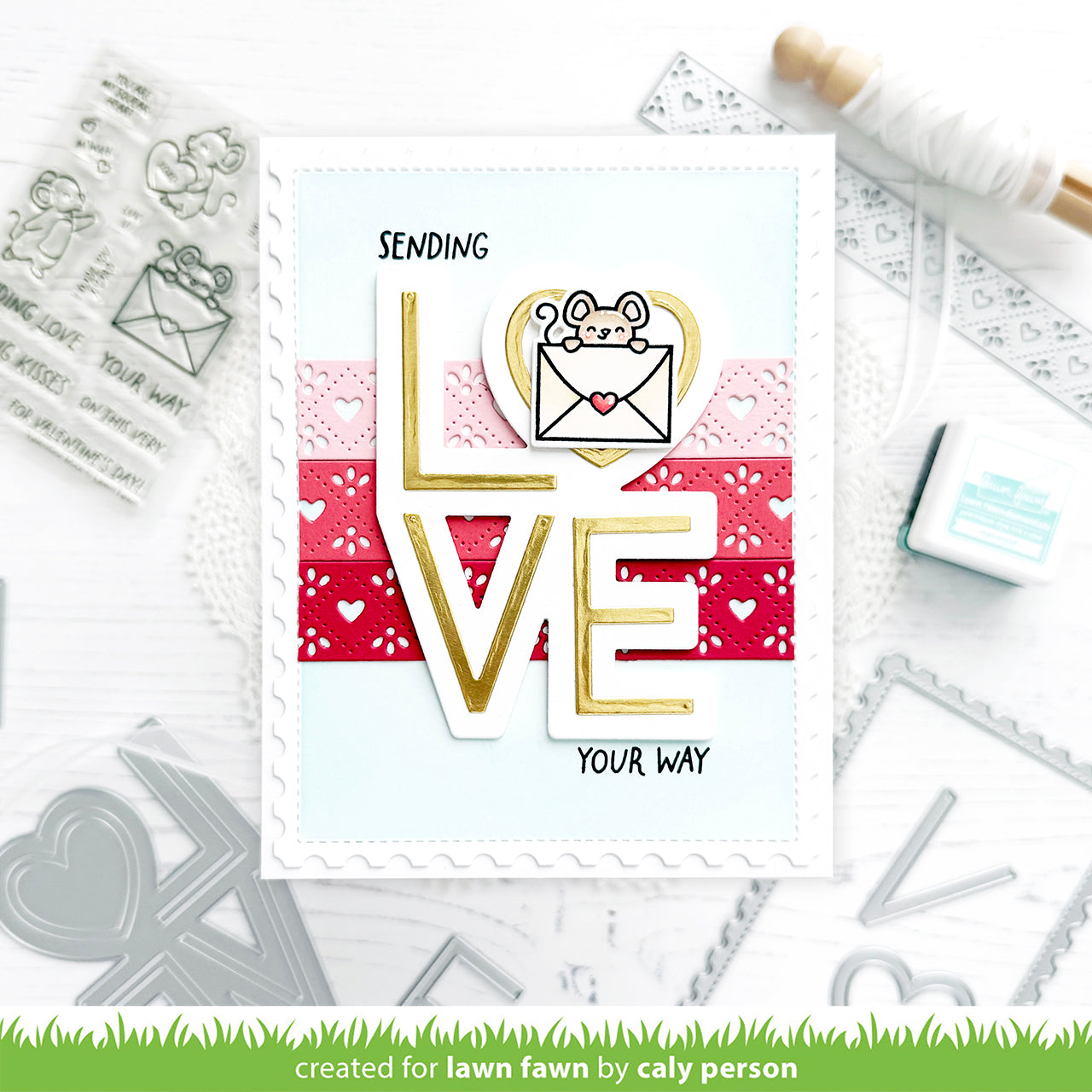 quilted heart border – Lawn Fawn