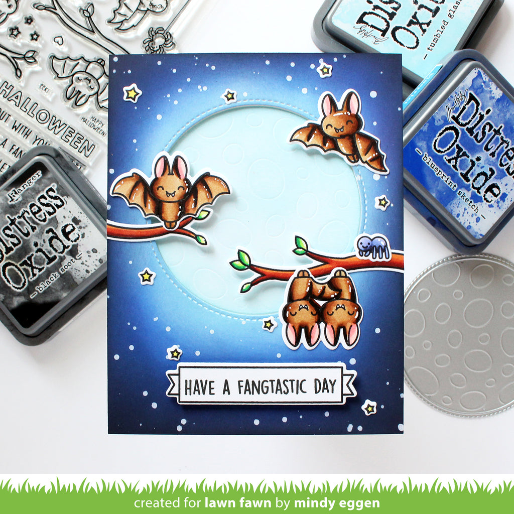 Lawn Fawn Set Timbri Trasparenti 4x6 - Fangtastic Friends, Tema Halloween, Con Pipistrelli E Giochi Di Parole - 3