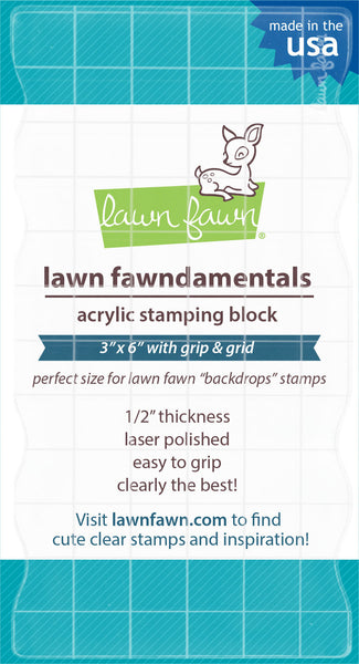 LAWN FAWN Acrylic Stamping Block: 4x5 w/Grip and Grid - Scrapbook