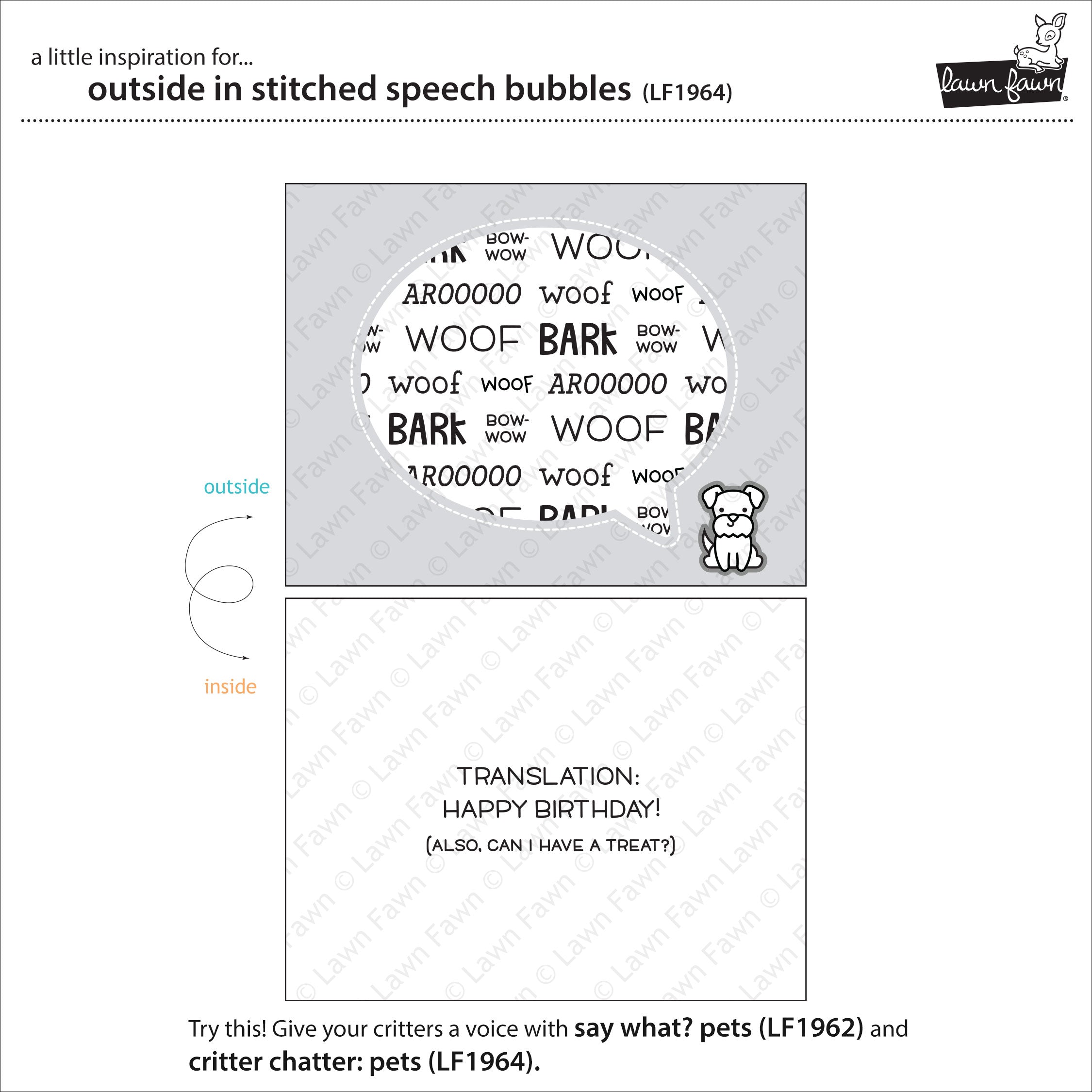 outside in stitched speech bubbles