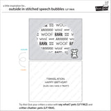 outside in stitched speech bubbles