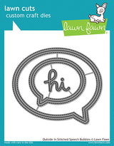 outside in stitched speech bubbles