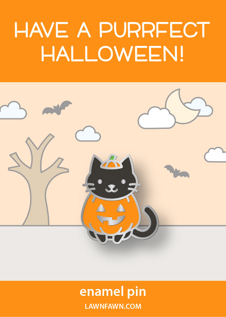 cat-o'-lantern enamel pin