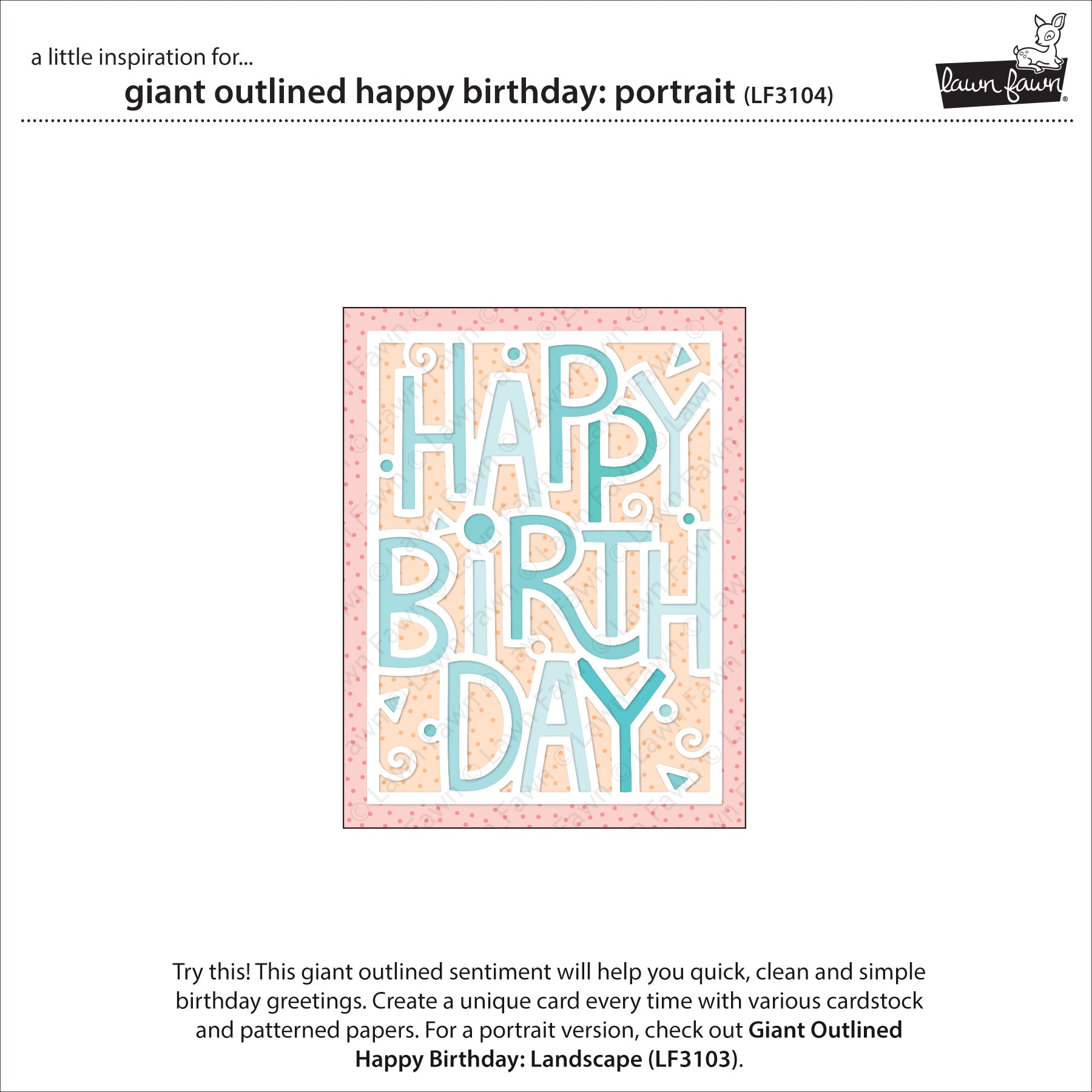 giant outlined happy birthday: portrait