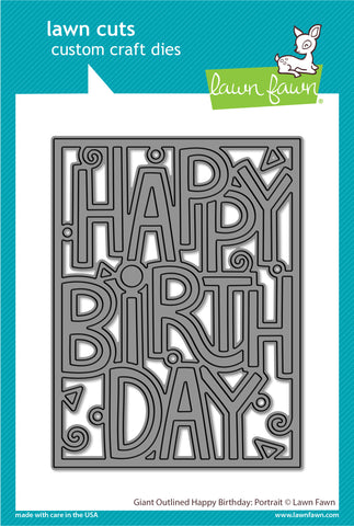 giant outlined happy birthday: portrait