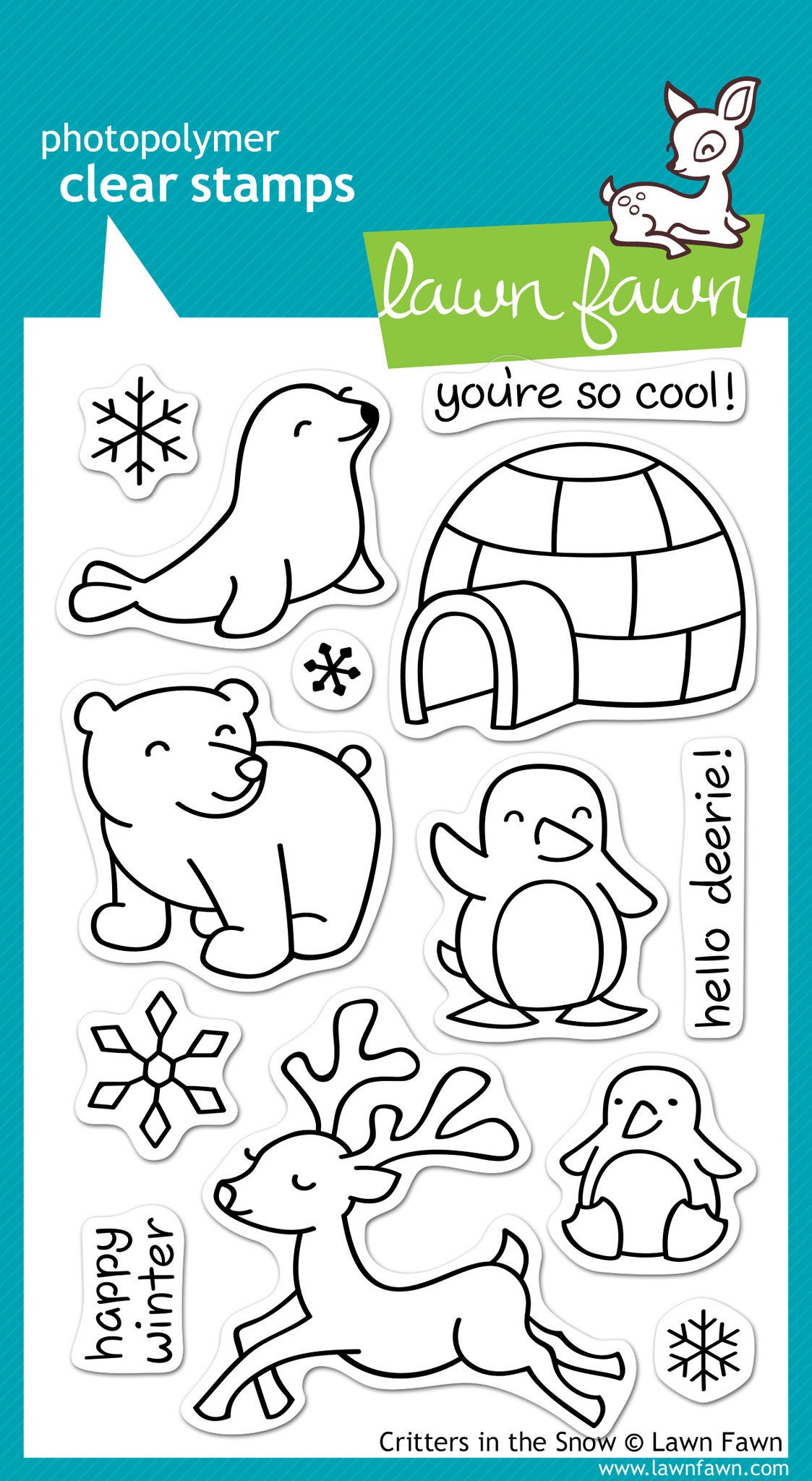 Lawn Fawn Critters In The Snow Clear Stamp Set – 4x6 Inch Craft Stamps For Card Making