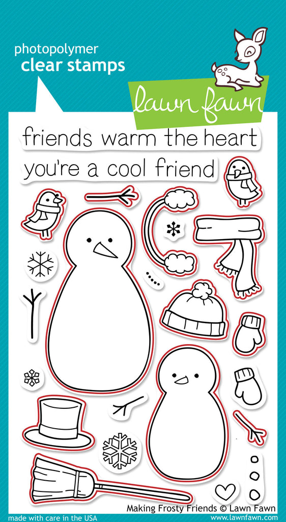 Lawn Fawn "Making Frosty Friends" Clear Stamp Set - 24 Pcs Winter & Snowman Stamps For Card Making