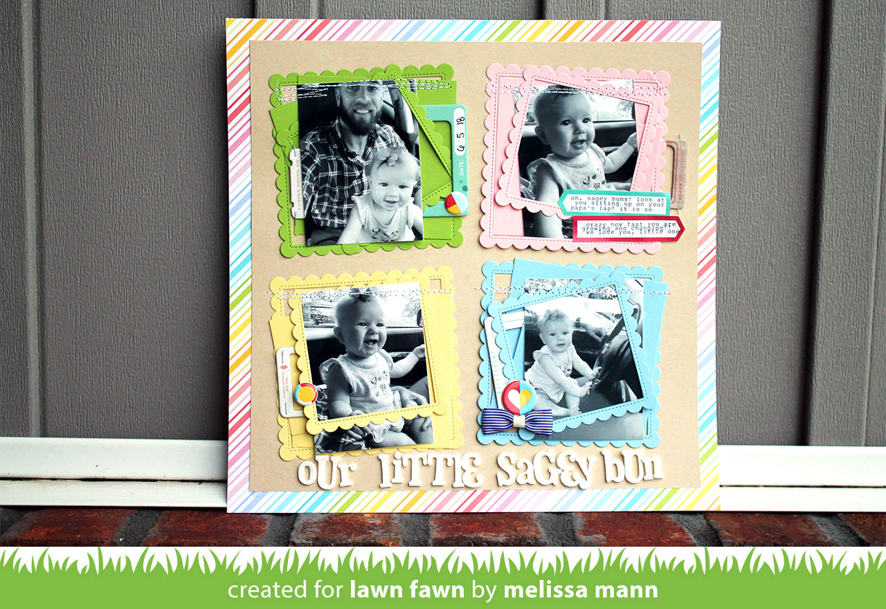 stitched scalloped square frames