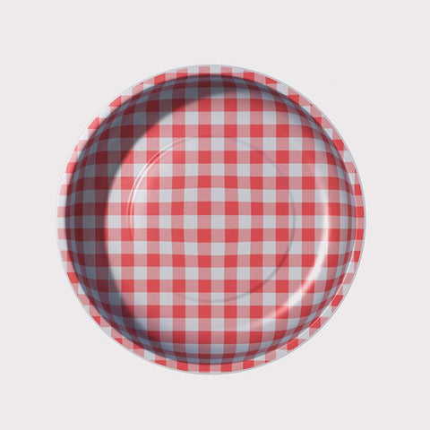 gingham 4" magnetic bowl - red